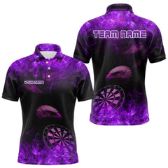 Maxcorners Eagle Dartboard Darts Polo Shirt For Men Custom Flaming Darts Jerseys, Darts Team | Purple TU0408