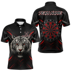 Maxcorners Custom Black-Red Tiger Dartboard Dart Polo Shirt For Men Outfits Tiger Dart Jersey TU0809