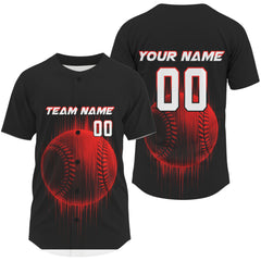 Maxcorners Men's Baseball Jersey Personalized Baseball Glitch Streak, Baseball Shirt For Newborn | Red LM2608