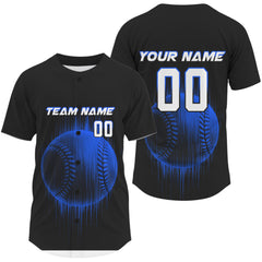 Maxcorners Men's Baseball Jersey Personalized Baseball Glitch Streak, Baseball Shirt For Newborn | Blue LM2608