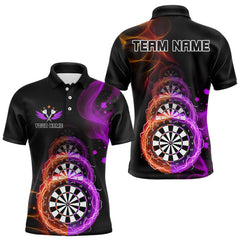 Maxcorners Darts Polo & 1/4-Zip Shirt For Men Custom Smoke Thunder Dartboards | Orange Purple TU1108