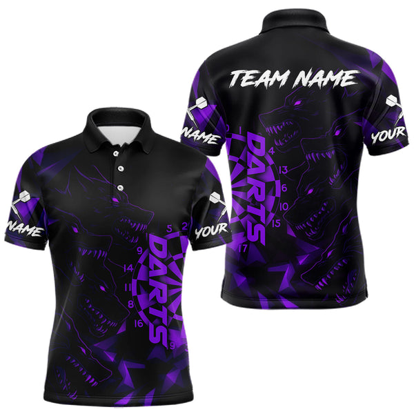 Maxcorners Custom Black And Purple Wolf Dartboard Dart Jersey For Men Outfits Dart Team Jerseys LM1109