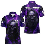 Maxcorners Custom Black-Purple Lightning Skeleton Dart Shirt For Men Dart Tournament Jerseys LM1109