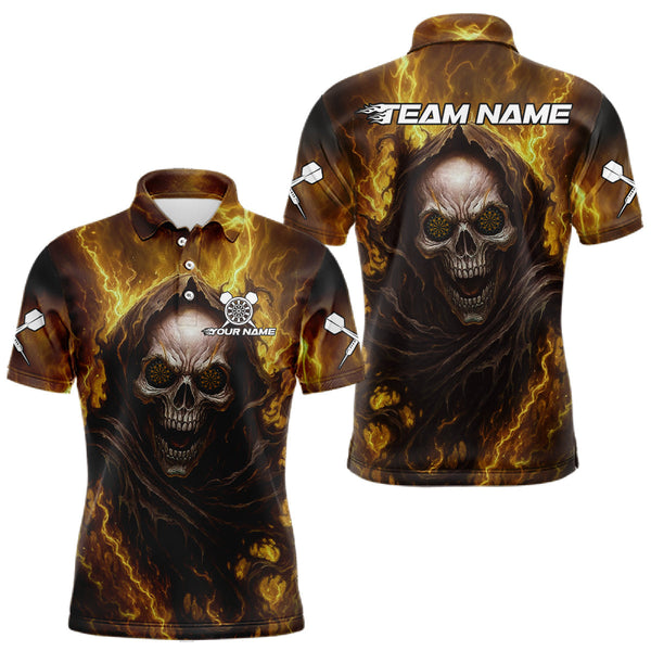 Maxcorners Custom Black-Yellow Lightning Skeleton Dart Shirt For Men Dart Tournament Jerseys LM1109
