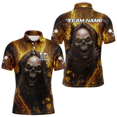 Maxcorners Custom Black-Yellow Lightning Skeleton Dart Shirt For Men Dart Tournament Jerseys LM1109
