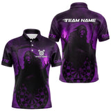 Maxcorners Custom Purple Flames Skeleton Dartboard Dart Shirt For Men Dart Tournament Jerseys LM1109