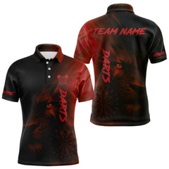 Maxcorners Custom Black-Red Horror Lion Dartboard Dart Polo Shirt For Men Grunge Dart Jerseys MT1309