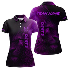 Maxcorners Custom Black- Purple Horror Lion Dartboard Dart Polo Shirt For Men Grunge Dart Jerseys MT1309