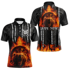 Maxcorners Bear & Flame Dartboard Custom Darts Polo Shirt For Men - Darts Team Jersey TU1407
