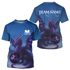 Maxcorners Custom Blue And Purple Dragons Pickleball T-Shirt For Men Christmas Pickleball Jersey MT1309
