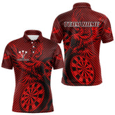 Maxcorners Custom Eagle & Dartboard Red Stripes Dart Polo Shirts For Men, Dart Team Jerseys LM2007