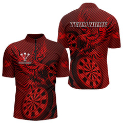 Maxcorners Custom Eagle & Dartboard Red Stripes Dart Polo Shirts For Men, Dart Team Jerseys LM2007
