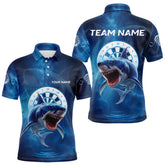 Maxcorners Personalized Fishing Shark & Dartboard Custom Dart Polo Shirts For Men, Dart Jerseys LM2007