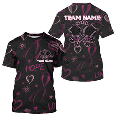 Maxcorners Custom Pink Ribbons Pickleball T-Shirt Personalized Pickleball Outfits For Men LM2608