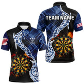 Maxcorners Colorful Splash Dartboard & Cobalt Camo Darts Shirt For Men - Custom Team Name LM1625