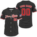Maxcorners Men's Red Pinstripe Patriotic Baseball Jersey Custom USA Flag Baseball Shirt For Fans 1 LM1809