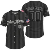 Maxcorners Men's Black Pinstripe Patriotic Baseball Jersey Custom USA Flag Baseball Shirt For Fans LM1809