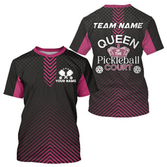 Maxcorners Men's Pickleball T-Shirt Custom Pink Pickleball Jersey, Queens Of The Pickleball Court LM2608