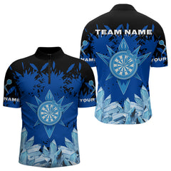 Maxcorners Funny Ice Pattern & Blue Dartboard Darts Team Shirt For Men - Customizable NameMT0306