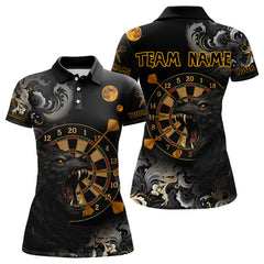 Maxcorners Black Ferocious Wolf & Gold Dartboard Darts Team Shirt For Men - Customizable NameMT0306