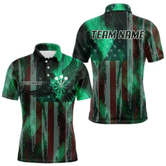 Maxcorners American Flag Eagle Dartboard Men's Darts Shirt Custom Name & Team | Opt1 - Green TU0107