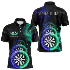 Maxcorners Smoke Thunder Dartboards Men's Darts Shirt Custom Name & Team | Opt3 - Blue Green TU0107