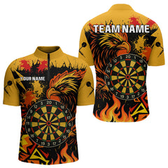 Maxcorners Flaming Eagle With Dart Warriors Darts Shirt For Men - Customizable Name & Team LM0706