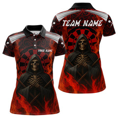 Maxcorners Red Dartboard Flaming The Reaper Darts Shirt For Men - Customizable Name & Team LM0706