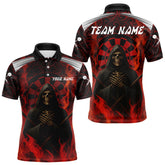 Maxcorners Red Dartboard Flaming The Reaper Darts Shirt For Men - Customizable Name & Team LM0706