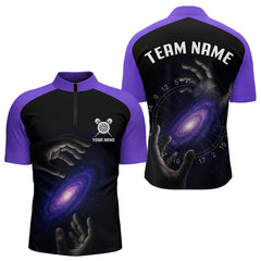 Maxcorners Masterful Hand Galaxy Men's Darts Shirt - Custom Name Cosmic Dartboard Jersey LM0706