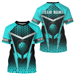 Maxcorners Custom Turquoise & Black Pickleball Ball T-Shirt For Men Outfit Pickleball Team Jerseys LM0409