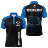 Maxcorners Navy Lightning US Map Dartboard Men's Darts Shirt - Custom Name For Dart Players MT1006