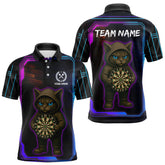 Maxcorners Lightning Cat Tech Neon Dartboard Men's Darts Shirt - Custom Name For Darts Jersey MT1006