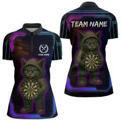 Maxcorners Lightning Cat Tech Neon Dartboard Men's Darts Shirt - Custom Name For Darts Jersey MT1006