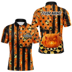 Maxcorners Pumpkin & Dartboard Custom Funny Halloween Dart Polo Shirts For Men, Dart Team Jerseys 1 LM2707