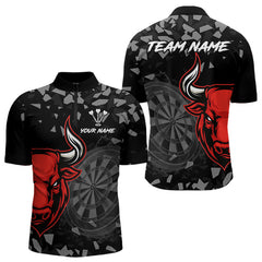 Maxcorners Bull & Dartboard Custom Grunge Men's Darts Polo Shirt - Darts Team Jersey LM1307