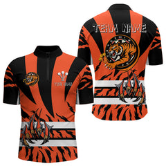 Maxcorners Fierce Tiger & Claws Dartboard Men's Orange Darts Shirt - Custom Name For Players MT1706