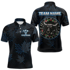 Maxcorners Floral Fury Bull Dartboard - Men's Blue Darts Shirt - Custom Name For Players TU1906