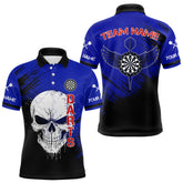 Maxcorners Blue Black Wings Darts And Skull Men's Darts Team Shirt - Custom Name For Players LM2206