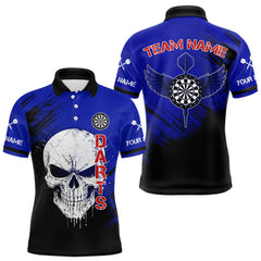 Maxcorners Blue Black Wings Darts And Skull Men's Darts Team Shirt - Custom Name For Players LM2206