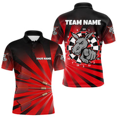Maxcorners Goat Dartboard & Dart Arrow Funny Darts Shirt For Men Custom Name & Team | Opt2 - Red TU0107