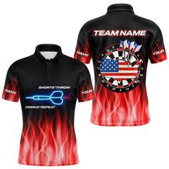 Maxxcorners US Flag Dartboard & Dart Arrows Custom Flaming Darts Shirt For Men | Opt2 - Red MT0307