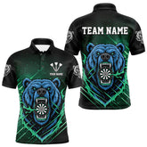 Maxcorners Custom Green And Blue Bear Dartboard Polo Dart Shirt For Men Outfit Dart Team Jersey MT0609