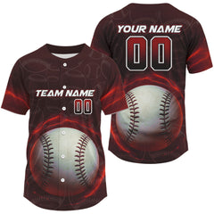 Maxcorners Custom Men's Baseball Jersey With Lightning Baseball, Youth Baseball Jerseys | Red LM2608