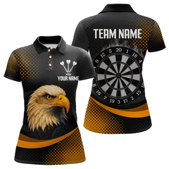 Maxcorners Custom Men’s Darts Shirt, Pearl Eagle With Yellow Halftone And Smoky Dartboard