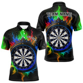 Maxcorners Multicolor Flaming & Blue Dartboard Darts Shirt For Men - Custom Name & Team Jersey LM3006