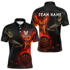 Maxcorners Custom Wolf Flaming Deer Dartboard Polo Dart Shirt For Men Outfits Flame Dart Team Jersey LM0409