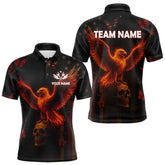 Maxcorners Custom US Flag Patriotic Polo Dart Shirt For Men Flame Eagle Skull Dart Jersey MT0609