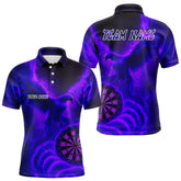 Maxcorners Men's Darts Polo Shirt Personalized Flaming Phoenix Dartboard Darts Jersey | Purple LM1008