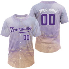 Maxcorners Purple-Yellow Men's Baseball Jerseys Custom Funny Baseball Shirt Youth Baseball Jersey LM2608
